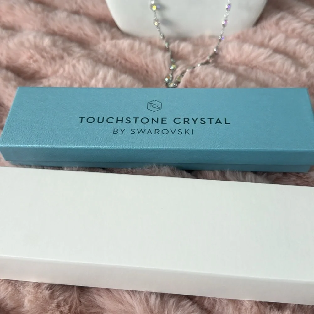 Touchstone Crystal by Swarovski Aurora Borealis Bezel Necklace Silver-Tone - Picture 7 of 7